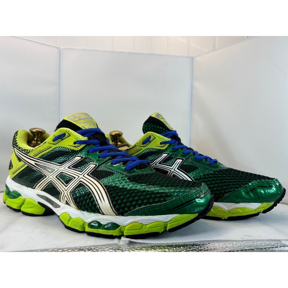 Asics Gel-Cumulus 15 Mens 11 Running Shoes Pine Flash Yellow Green T3C0N Sneaker